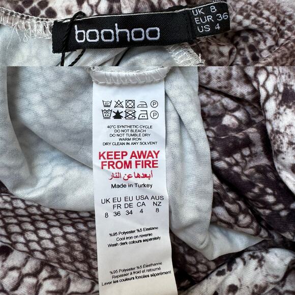 NWT Boohoo Snake Print High Neck Long Sleeve Bodycon Mini Dress Women's 4 Small - Picture 13 of 13